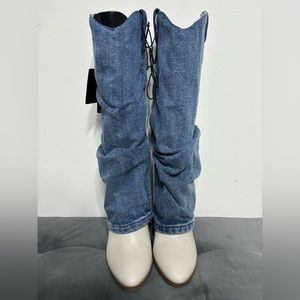 Denim and cream boots. Forever 21 size 7